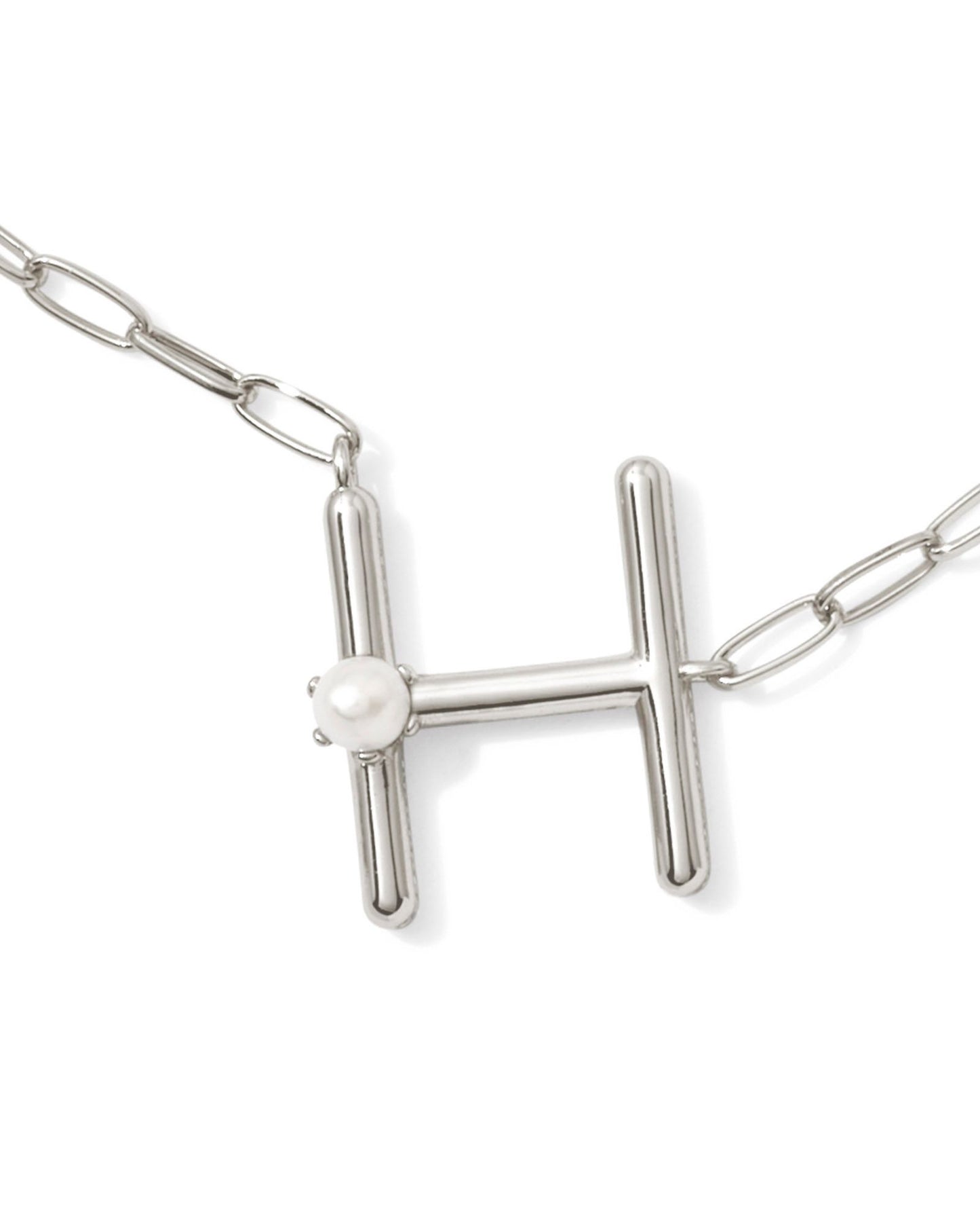 Pearl Initial H Short Pendant Necklace - Silver - Southern Belle Boutique