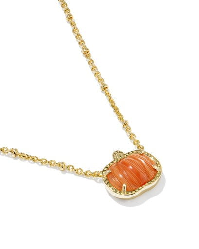 Pumpkin Short Pendant Necklace - Gold Orange Banded Agate - Southern Belle Boutique
