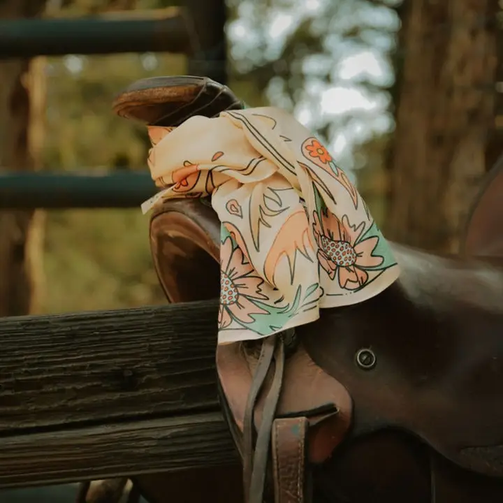 Summer Ride: Western Scarf Bandana Silk Tencel Cowgirl Wild Rag - Southern Belle Boutique