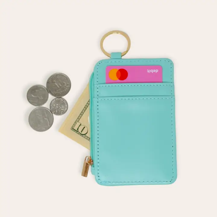 Solid Keychain Card Wallet - Aqua