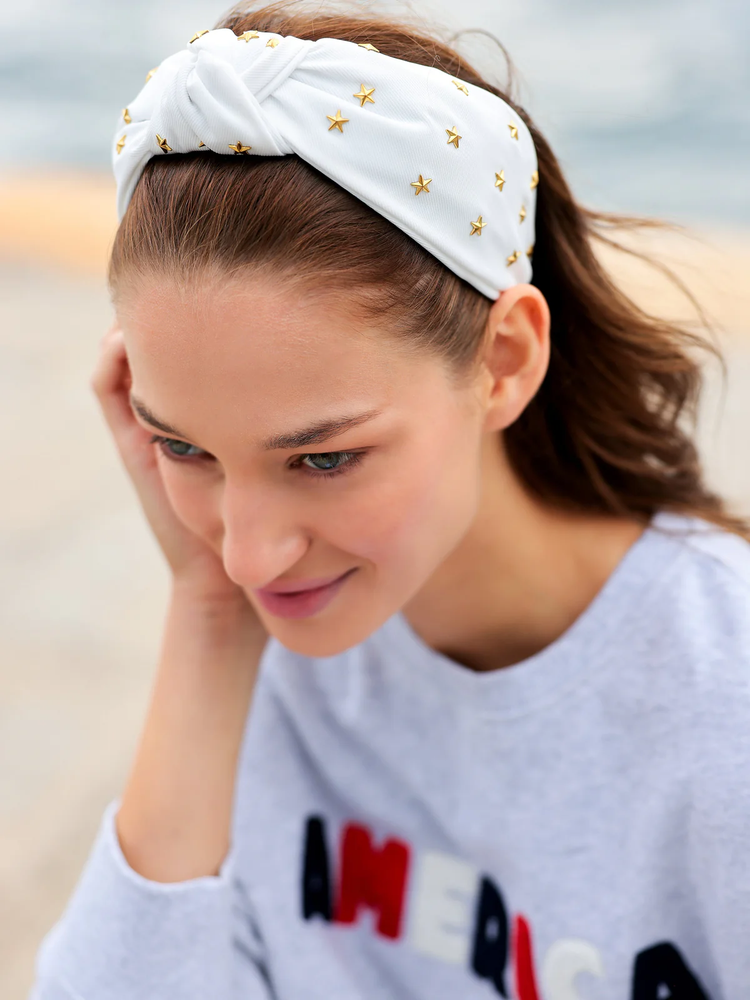 Stars Knotted Headband, White - Southern Belle Boutique