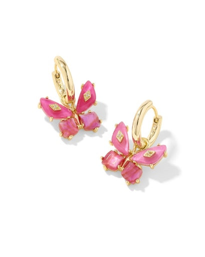 Bianca Butterfly Huggie Earrings - Gold Pink Mix