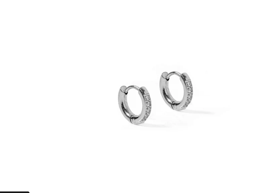 Huggie Earrings - Scarlett Hoop Silver 8mm CZ - Southern Belle Boutique