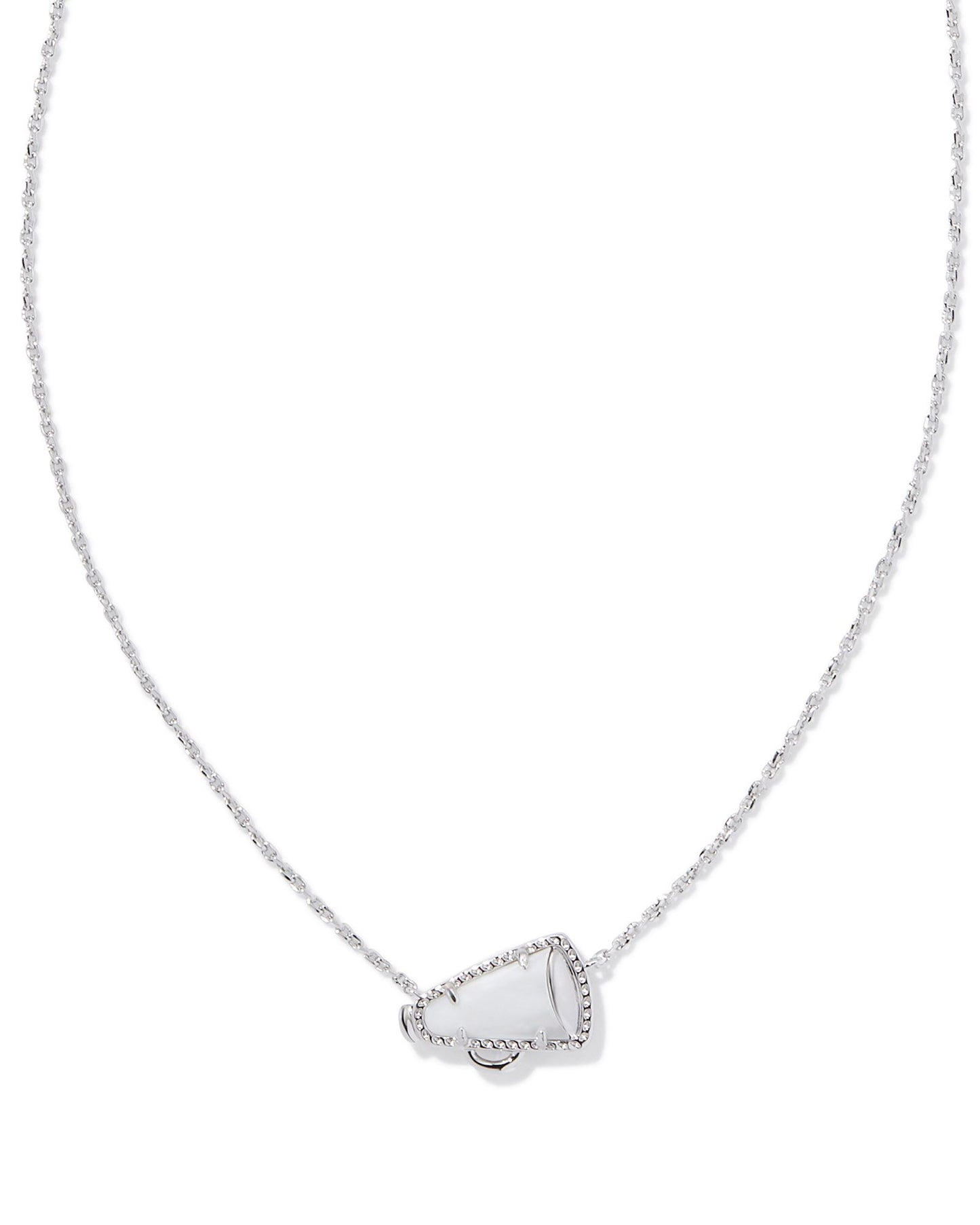 Cheer Short Pendant Necklace Silver White Mother Of Pearl - Southern Belle Boutique