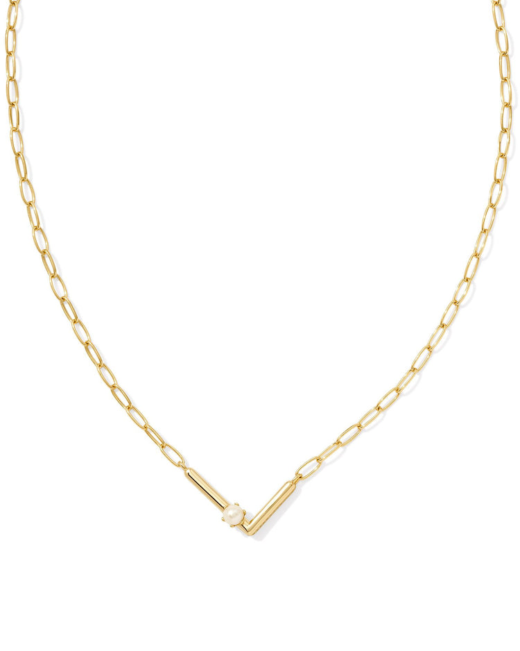 Pearl Initial L Short Pendant Necklace - Gold - Southern Belle Boutique