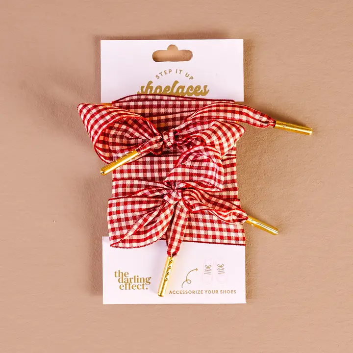 Step It Up Shoelaces - Gingham Red - Southern Belle Boutique