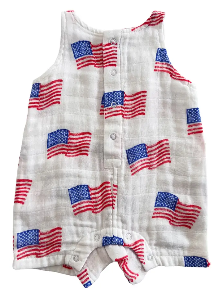 American Flag Muslin Shortie Romper - Southern Belle Boutique