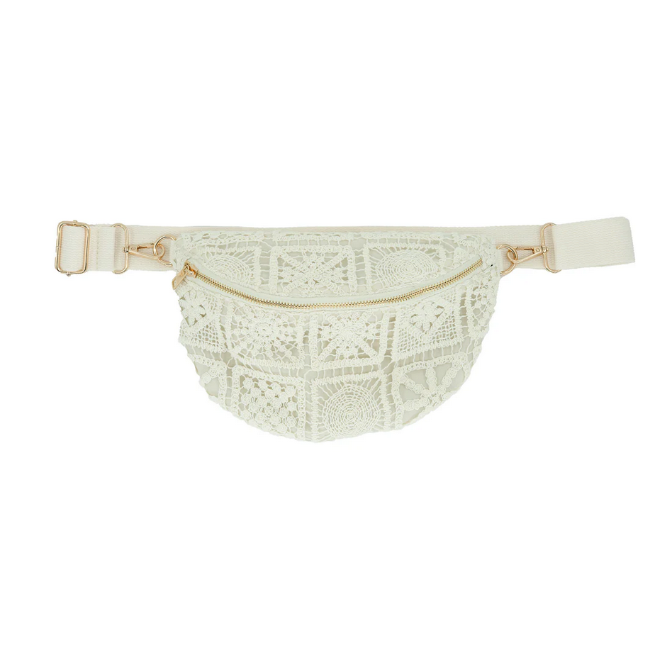 Aura Crochet Fanny Bag - White - Southern Belle Boutique