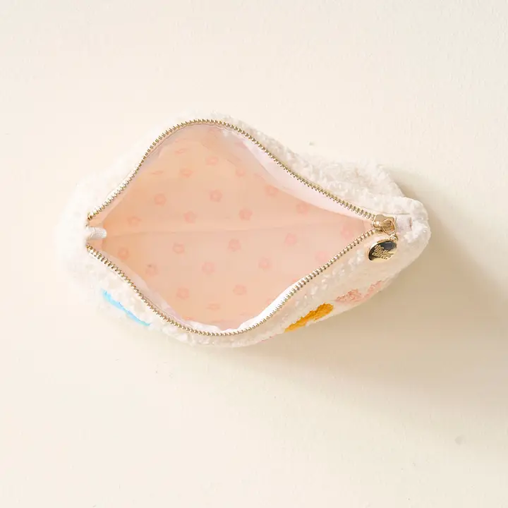 Cream Teddy Pouch - Happy - Southern Belle Boutique