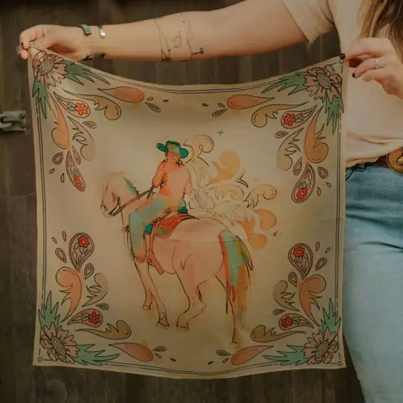 Summer Ride: Western Scarf Bandana Silk Tencel Cowgirl Wild Rag - Southern Belle Boutique