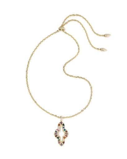 Abbie Crystal Long Pendant Necklace Gold Multi Mix - Southern Belle Boutique