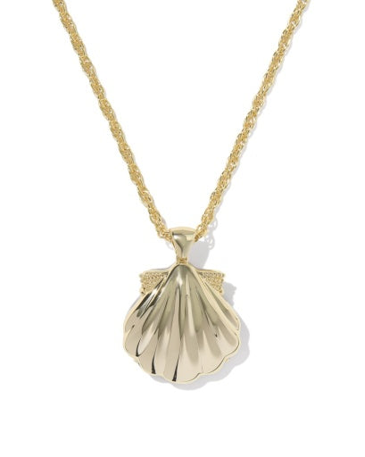 Lucia Shell Short Pendant Necklace Gold Iridescent Abalone - Southern Belle Boutique