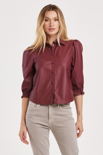 Yara Pleater Top - Red Wine - Southern Belle Boutique