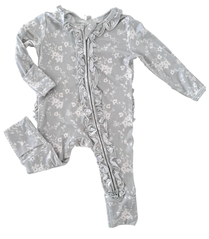 Harlow Ruffle Zip Footie - Southern Belle Boutique