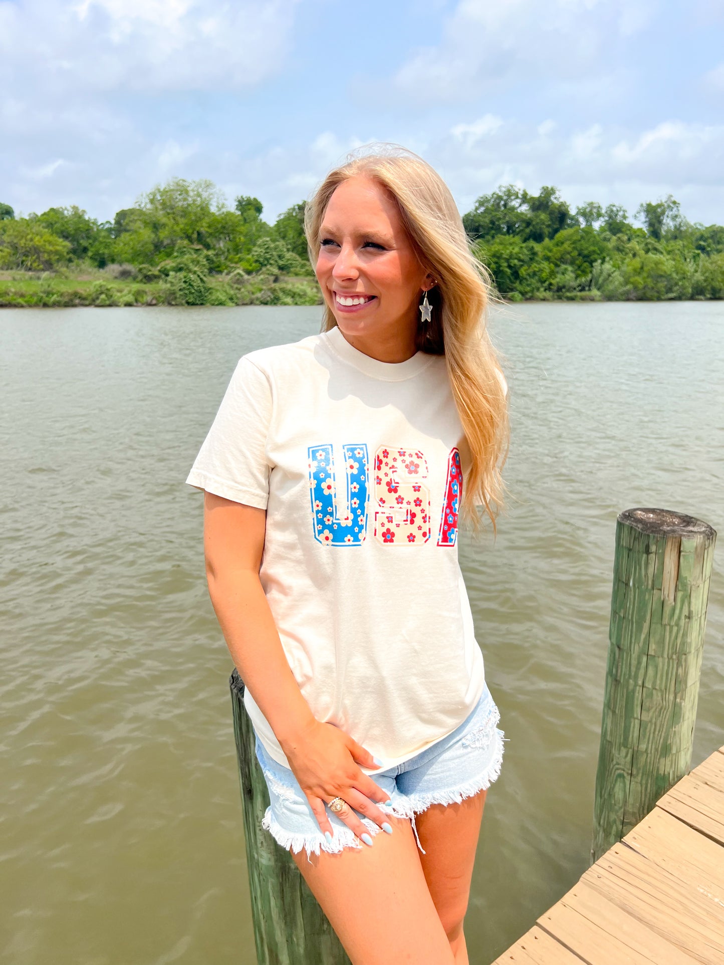USA Floral Tee - Southern Belle Boutique