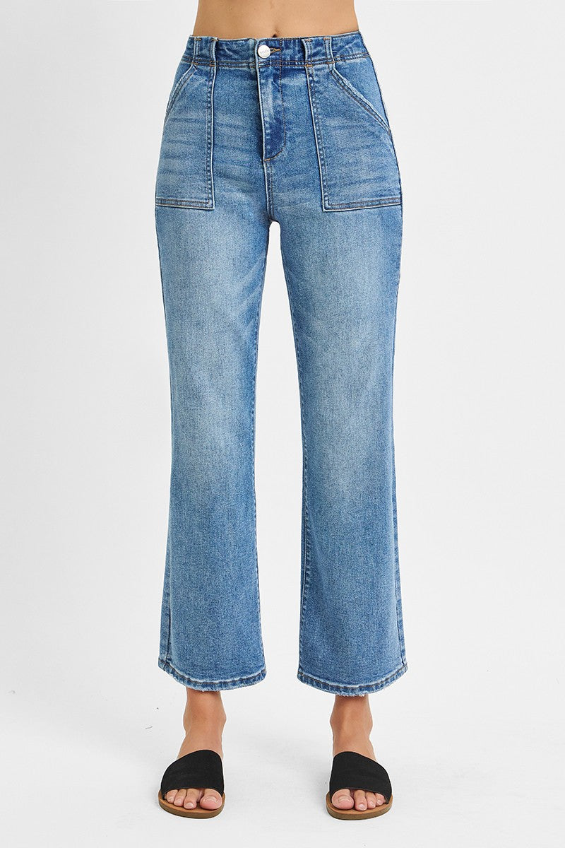 High Rise Ankle Flare Patch Pocket Pants - Medium - Southern Belle Boutique