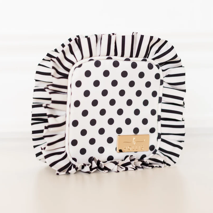 Ruffled Nylon Tech Organizer - Polka Striped - Southern Belle Boutique