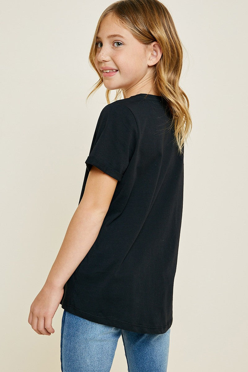 VNeck Criss Cross Tee - Black - Southern Belle Boutique
