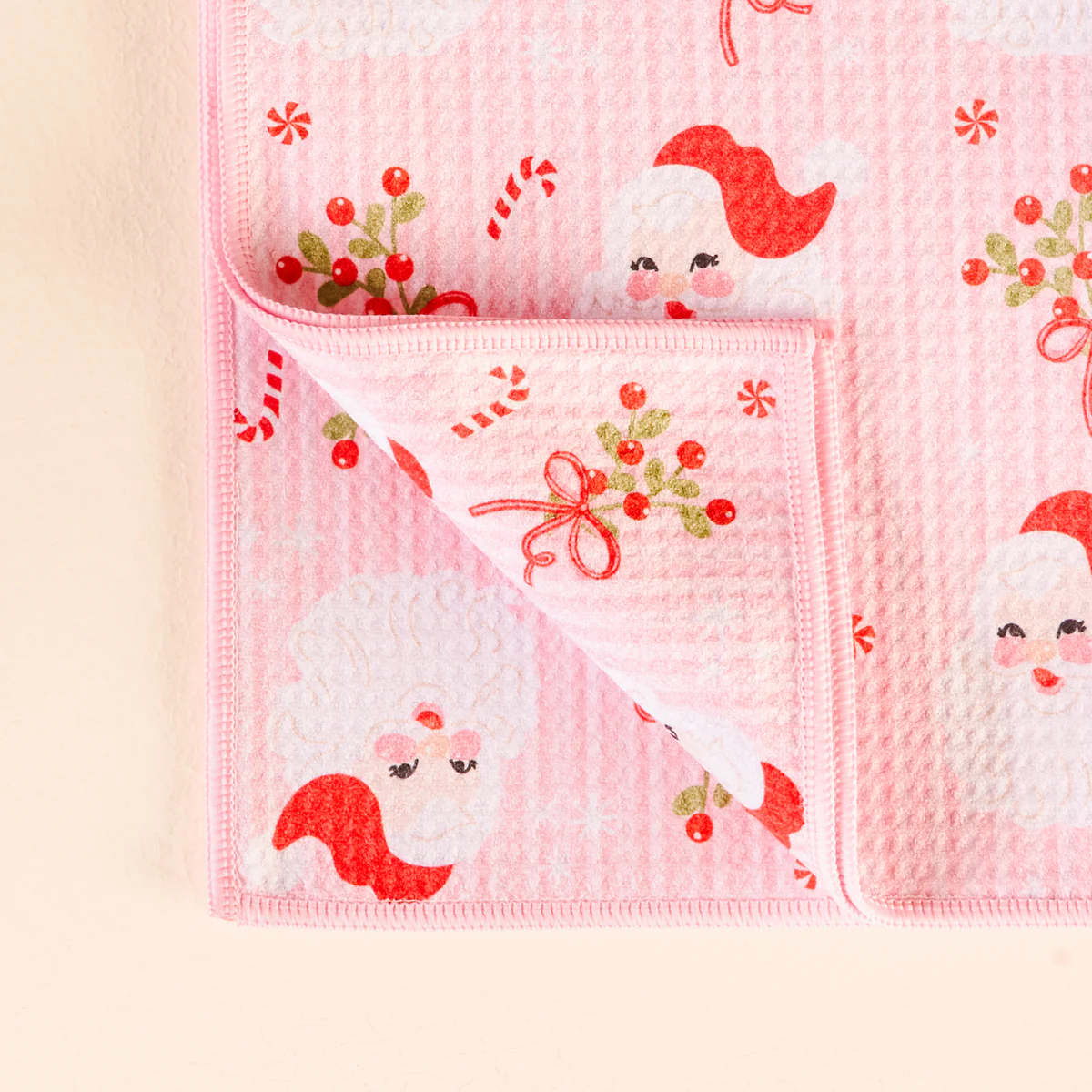 Holly Jolly Santa Waffle Tea Towel