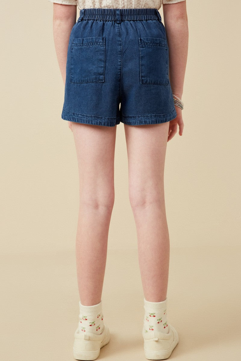 Girls Denim Tencel Dolphin Shorts