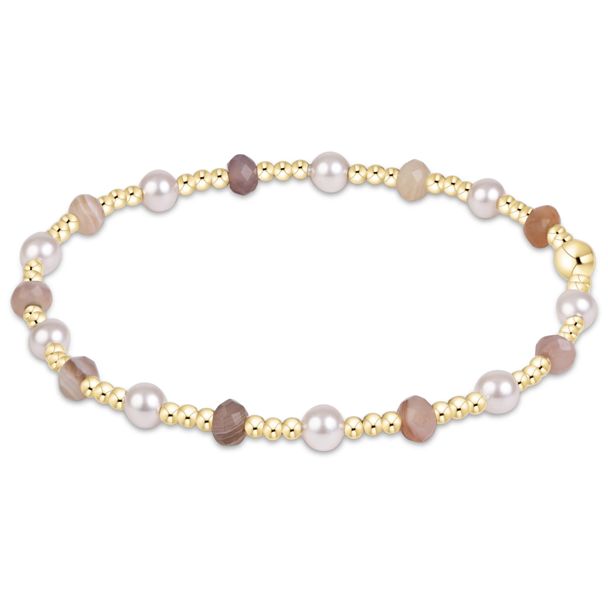 Signature Gemstone & Pearl 4mm Bracelet - Botswana Agate