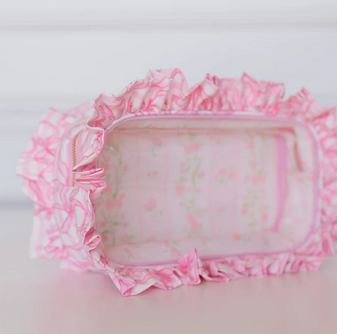 Quilted Coquette Large Clear Pouch