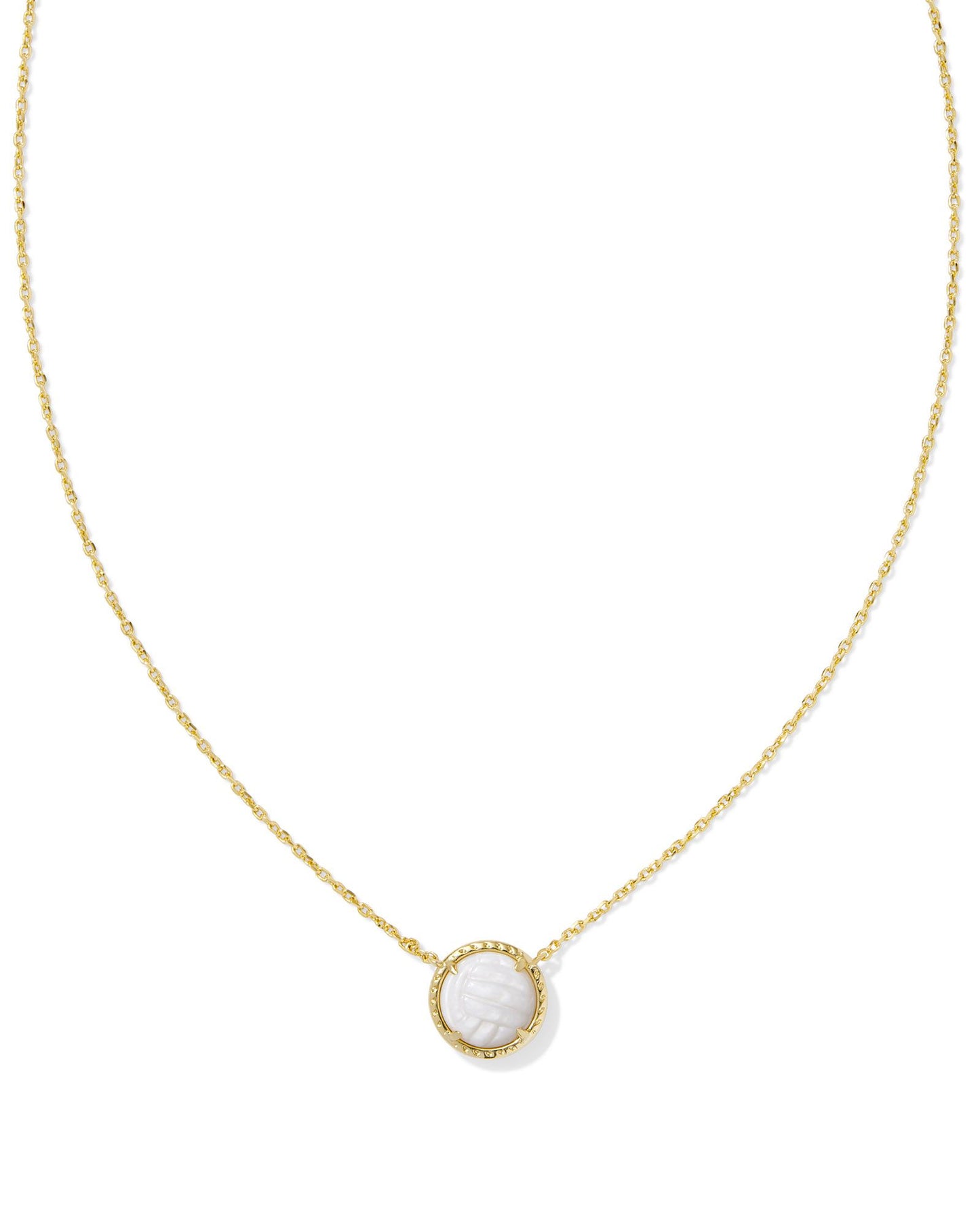 Volleyball Short Pendant Necklace Gold White Mother Of Pearl - Southern Belle Boutique