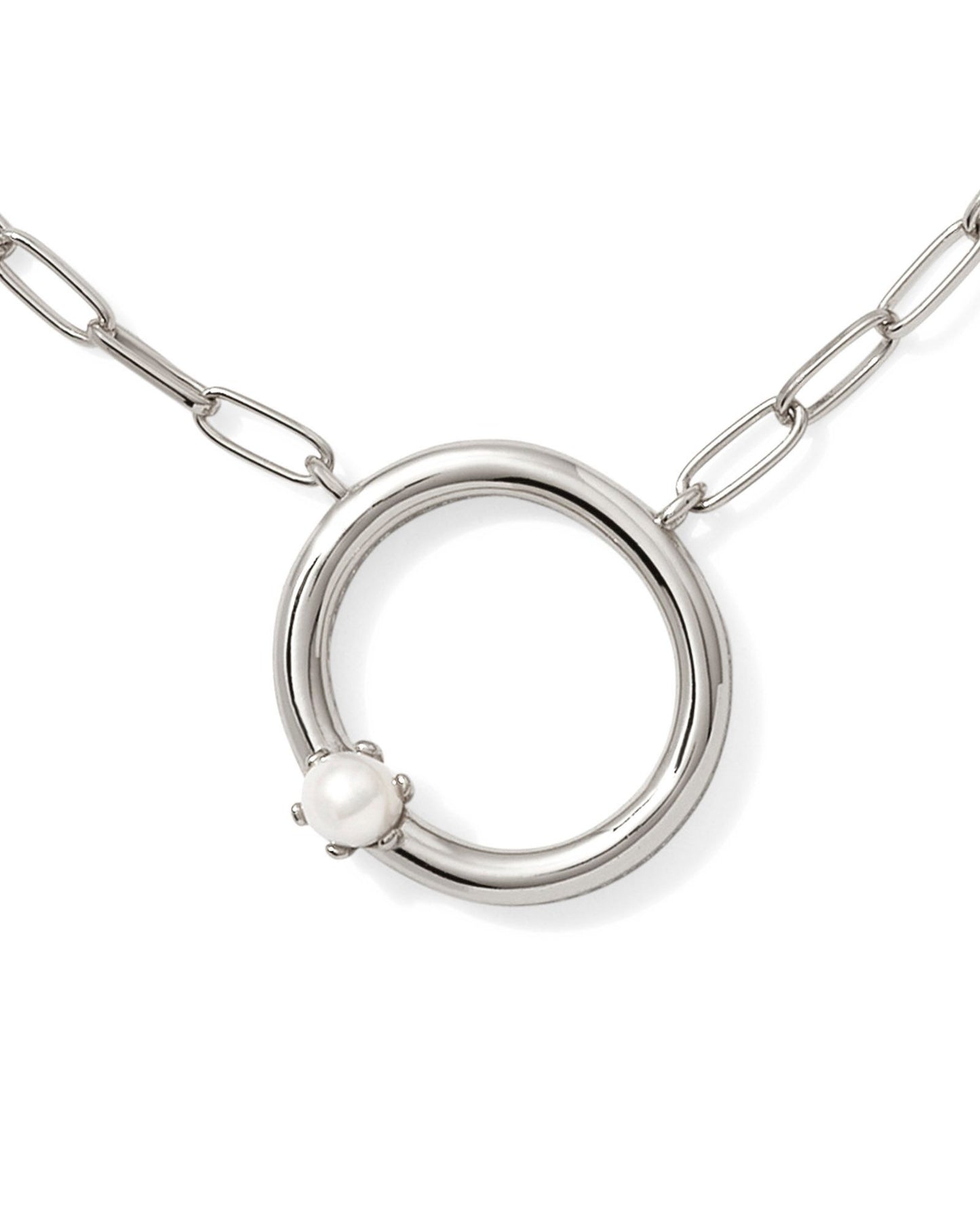 Pearl Initial O Short Pendant Necklace - Silver - Southern Belle Boutique