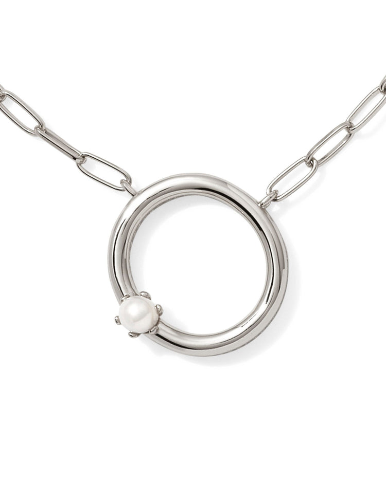 Pearl Initial O Short Pendant Necklace - Silver - Southern Belle Boutique