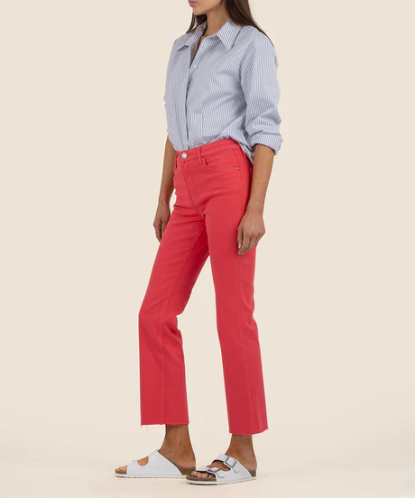 Kelsey High Rise Ankle Flare Jean - Strawberry - Southern Belle Boutique