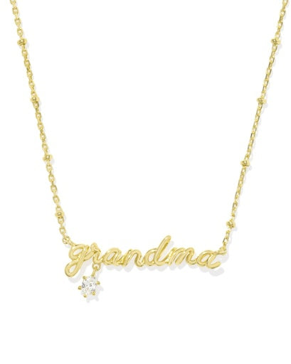 Grandma Crystal Short Pendant Necklace Gold - Southern Belle Boutique