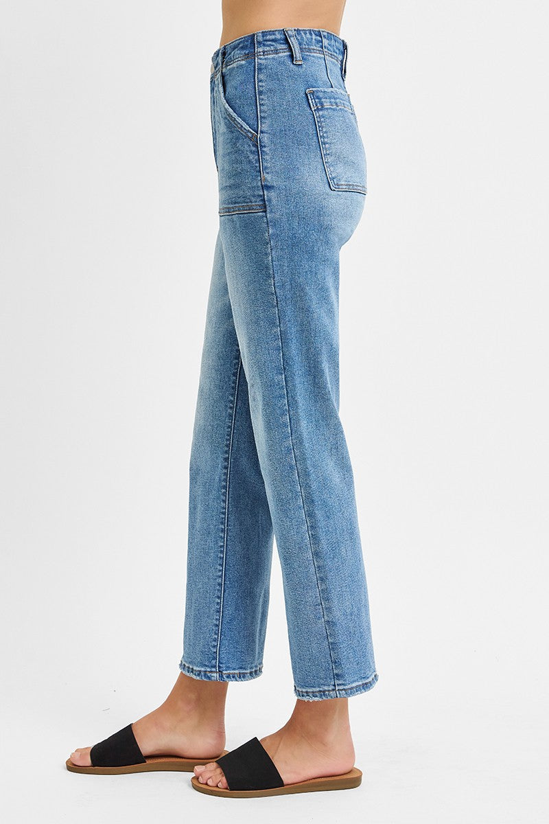 High Rise Ankle Flare Patch Pocket Pants - Medium - Southern Belle Boutique