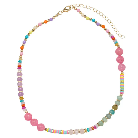 Kids Multi Stone, Rubber Disk Beaded Necklace - Southern Belle Boutique