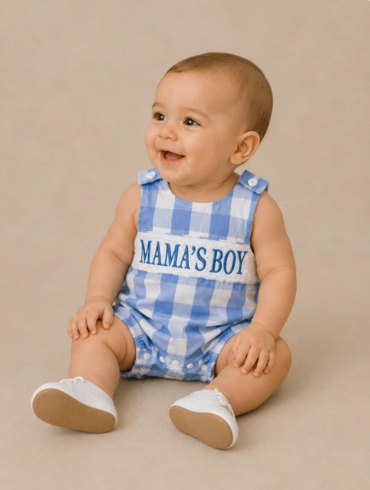 Mama's Boy Gingham Romper - Southern Belle Boutique