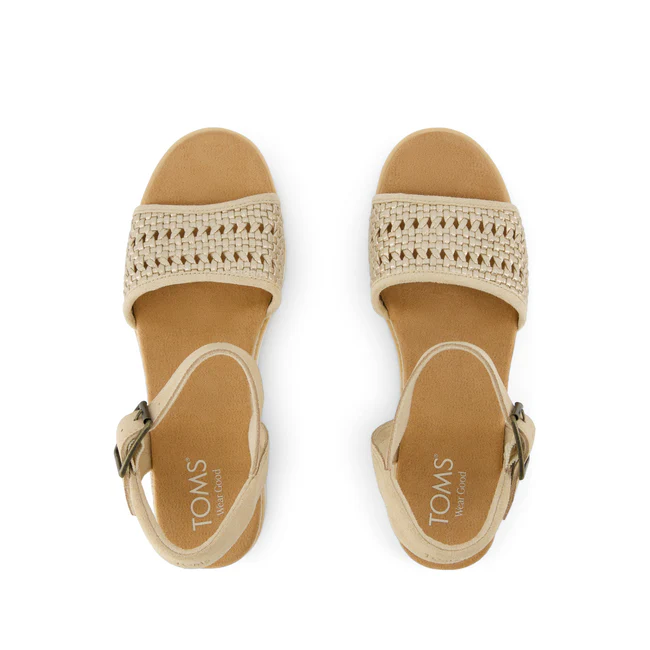 Diana Wedge Sandal - Champagne Metallic Basket Weave - Southern Belle Boutique