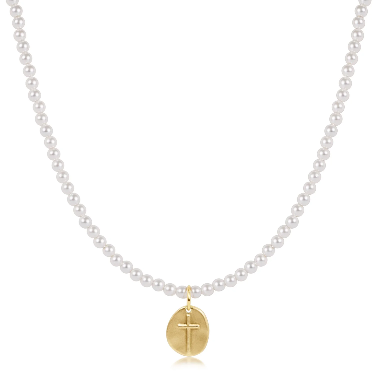 17" Choker Classic Pearl 3mm Bead - Inspire Small Gold Charm - Southern Belle Boutique