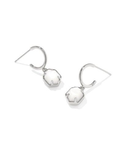 Tomon Huggie Earrings - Silver Ivory Mother of Pearl