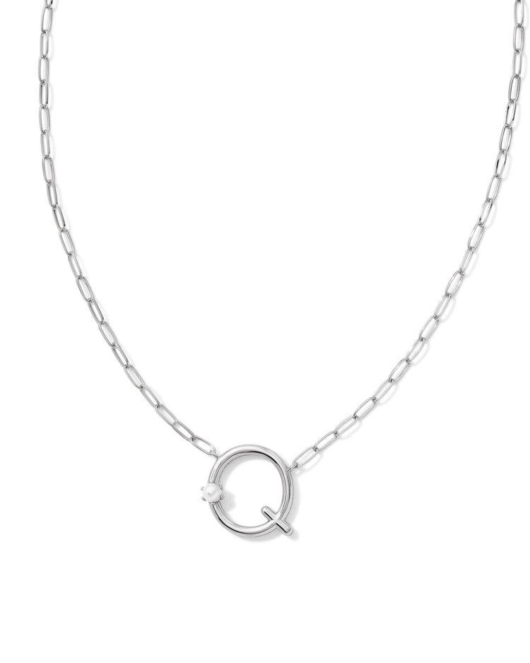 Pearl Initial Q Short Pendant Necklace - Silver - Southern Belle Boutique