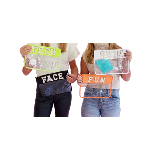 Clear Zipper Top Bag - - Southern Belle Boutique