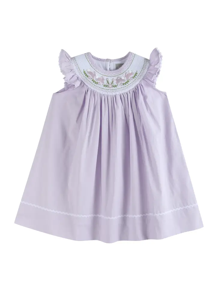 Lt Purple Bunnies Smocked Bishop Dress - Southern Belle Boutique