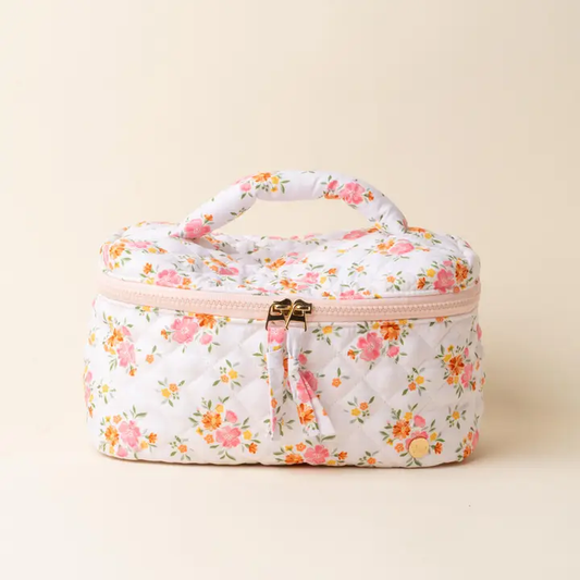 Glam & Go Quilted Cosmetic Bag-Endless Daydream Cream - Southern Belle Boutique