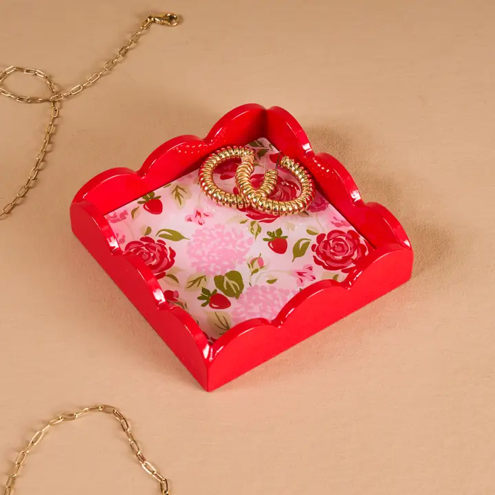 Scalloped Trinket Tray-Rose Garden - Southern Belle Boutique