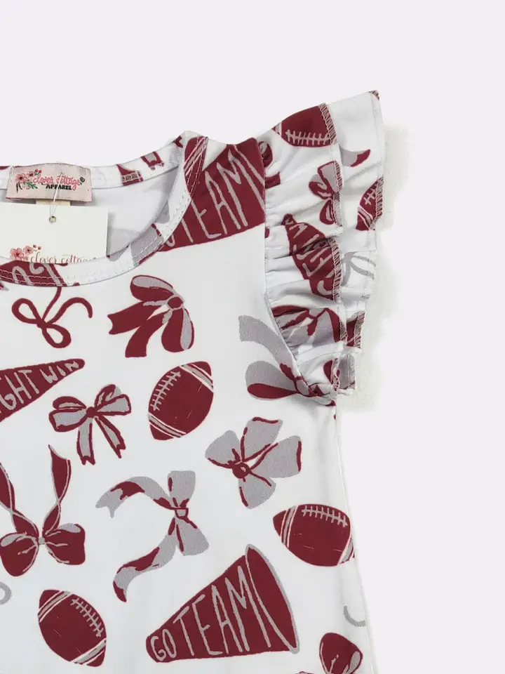 Go Team Burgundy Baby Romper - Football - Southern Belle Boutique