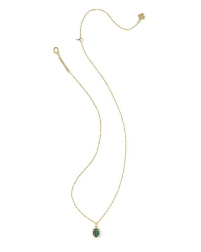 Daphne Crystal Frame Short Pendant Necklace Gold Green Malachite - Southern Belle Boutique
