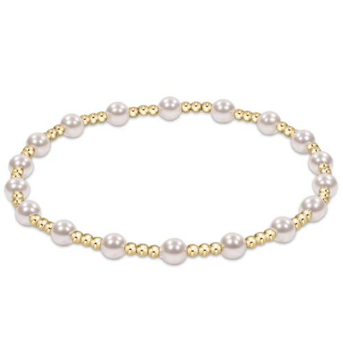 Classic Sincerity Pattern 4mm Bead Bracelet - Pearl - Southern Belle Boutique