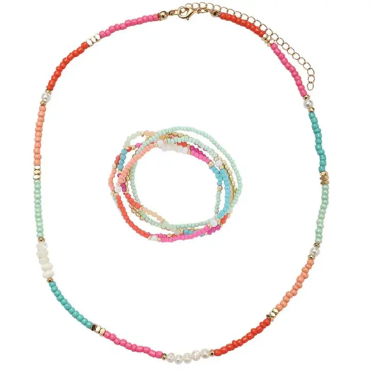 Kids Coral, Pink, Mint, Peach, Tq Necklace & Bracelet - Southern Belle Boutique