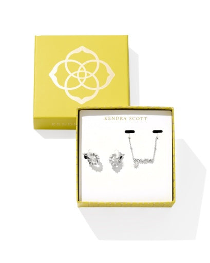 Mama & Cailin Gift Set Silver White Crystal - Southern Belle Boutique