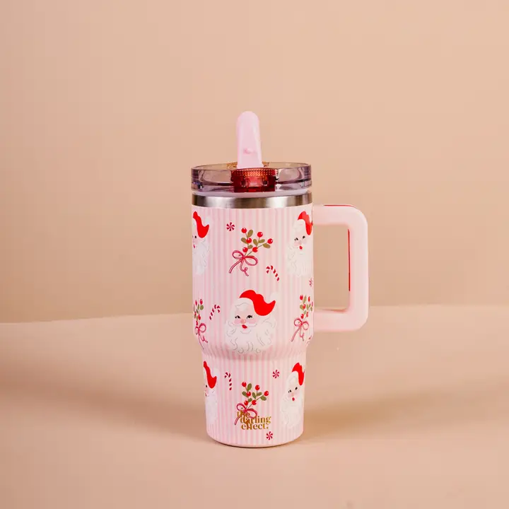 20 oz Lifestyle Flip Straw Tumbler-Holly Jolly Santa - Southern Belle Boutique