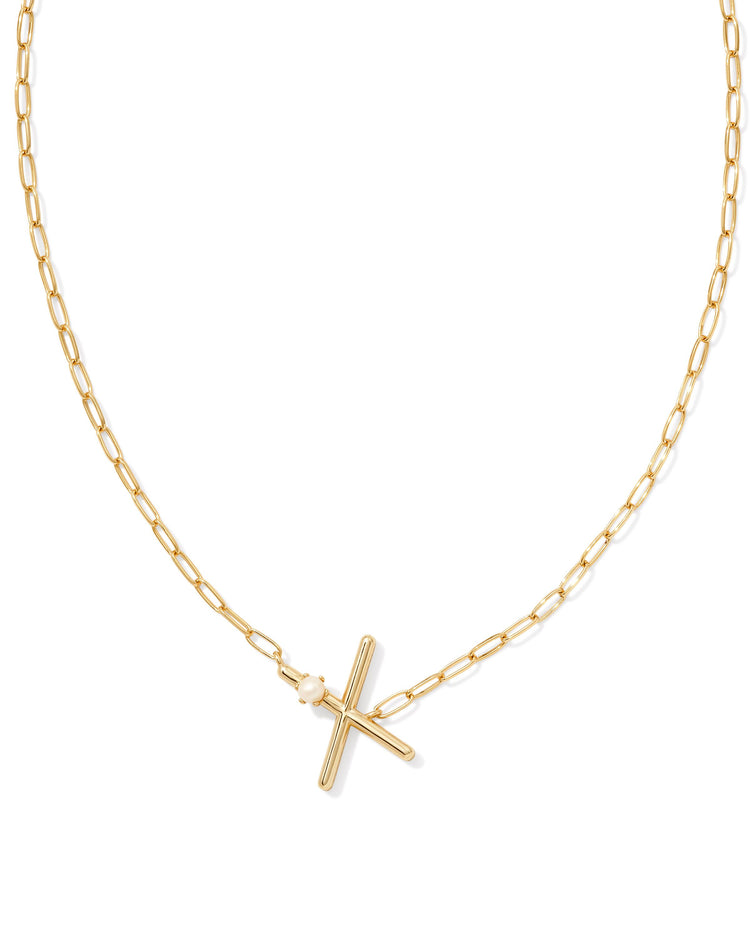 Pearl Initial X Short Pendant Necklace - Gold - Southern Belle Boutique