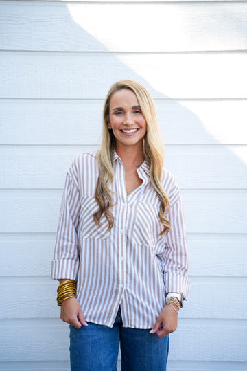 Time Will Tell Taupe Shirt